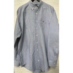Polo Ralph Lauren Men's Shirt Blue 17-35 Button Down Dress Shirt 100% Cotton